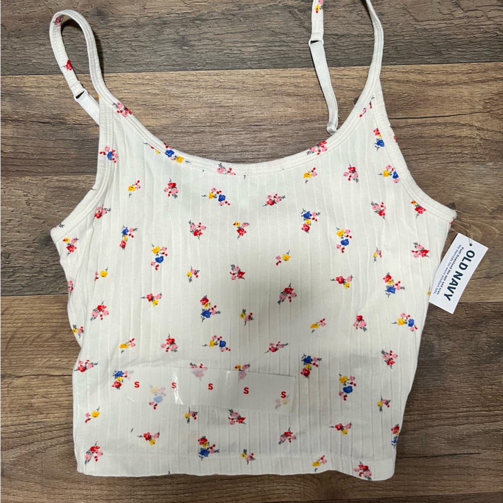 Old Navy White Floral Print Tank Top
